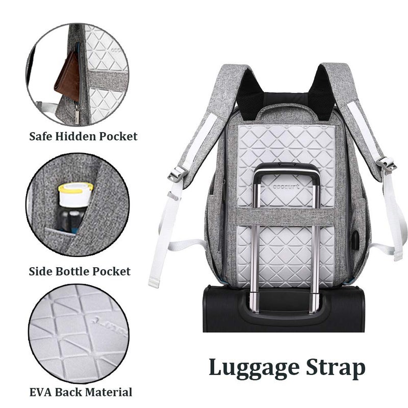 oscaurt Anti Theft Backpack 15.6 Inch Laptop Travel Backpack with Hidden Zipper and USB Charging Port Waterproof Business Computer Bag for Men & Women - Image 3